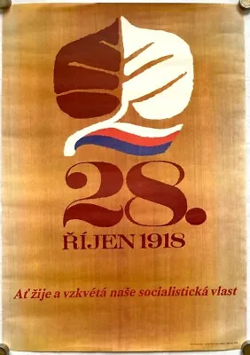 Original Vintage Poster LONG LIVE - CZECHOSLOVAKIA -SOCIALISM-ANNIVERSARY- 1980s • $149