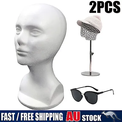 2X Female Flocked Foam Mannequin Head Manikin Model Hat Wig Scarf Display Stand • $21.75