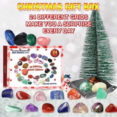 Christmas Healing Crystal Advent Calendar Rocks 24 Days Gem Ore Xmas Countdown＊ • $21.80