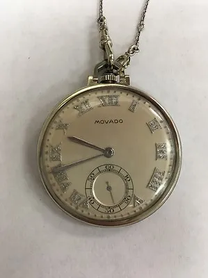 Movado Pocket Watch 18k Two Tone With Diamond Roman Numeral Dial • $5000