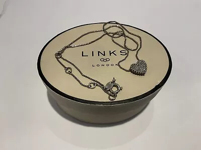 Authentic Sterling Silver Links Of London Diamond Essentials Necklace Heart • £49