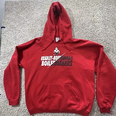 Vintage Bradley University Hoodie Sweatshirt Red Pullover Mens Sz XL • $45.88