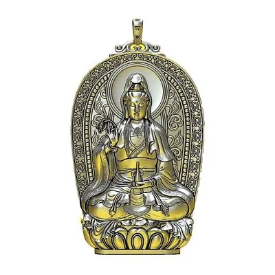 NEW Men's Buddhist Amulet Stainless Steel Guanyin Buddha Necklace Lucky Jewelry • $13.12