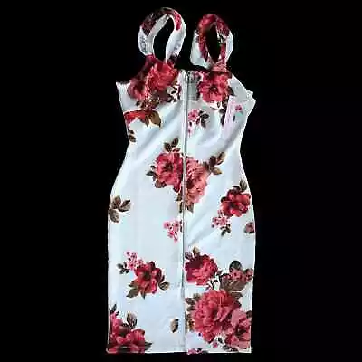   Crave Fame Zip-Front Dress Women's Medium White Floral New • £12.25