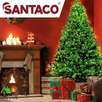 SANTACO Pre-Lit Christmas Tree 2.1M 7Ft Xmas Home Garden Decor Warm LED Lights • $162