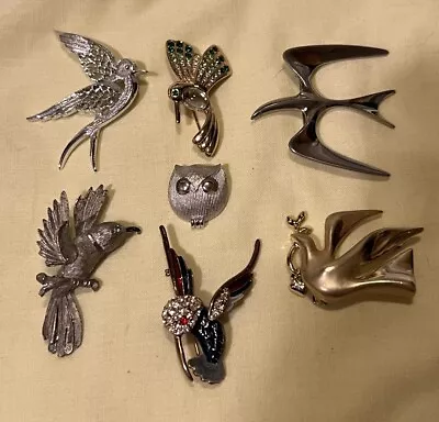 7 Vintage Figural Bird Brooch Lot Monet Trifari Sarah Cov Giusti Jelly Belly • $12
