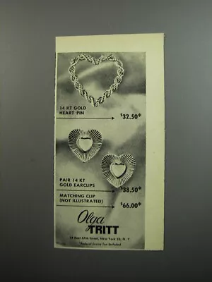 1952 Olga Tritt Heart Pin And Earclips Advertisement • $19.99