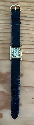 Cartier Woman's Tank Watch Quartz 3 88001 Black Cartier Band Ivory Face • $532.72