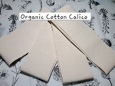 ORGANIC COTTON CALICO 2  Fabric Strips Mixed Media Journal Dying Stamp Ribbon • £3.95