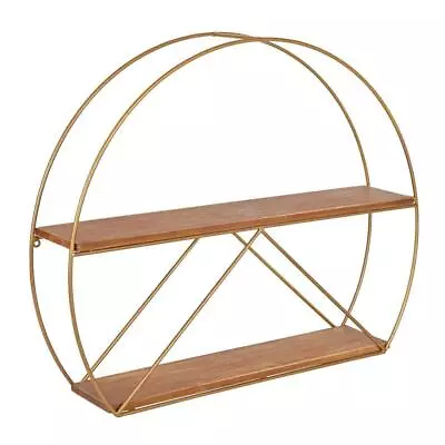 Kate Laurel Wall Mount Shelve 21.26 Hx25.98 Wx5.12 D Brown/Gold Decorative Shelf • $129.72