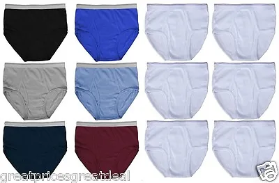 3 6 12 Boy's Soft Cotton Briefs Solid Whites Colors SCWU Lot NEW Underwear S~XL • $9.99