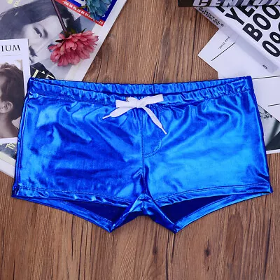 Men's Metallic Wetlook Drawstring Boxer Shorts Swim Trunks Underwear US STOCK • $10.07