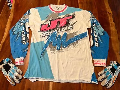 Vintage JT Racing USA Honda Motocross Jersey And Gloves Set- Made In USA • $125