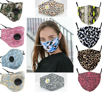 £3.92 • Buy UK Filters Safety Leopard Face Mask VENT Cotton Reusable Nose COVER Womens