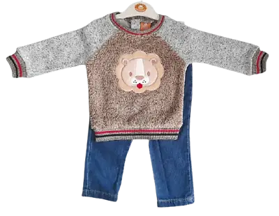 Baby Boys Jumper Top Jeans Denim Outfit Set Long Sleeves Clothes Warm Jean Sale • £15.95