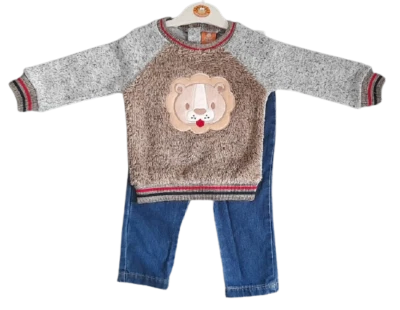 Baby Boys Jumper Top Jeans Denim Outfit Set Long Sleeves Clothes Warm Jean Sale • £15.95