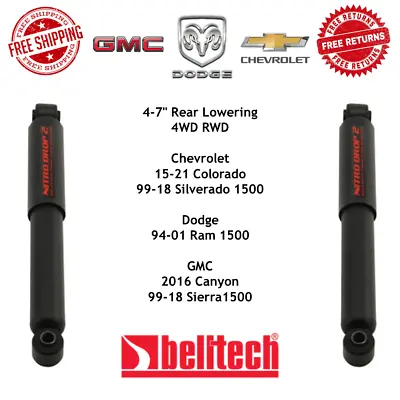 $114.98 • Buy Belltech Nitro Drop 2 4-7  Rear Lowering RWD 4WD Shock Pair For GMC Chevy Dodge