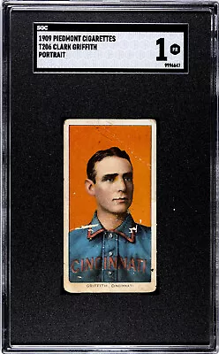 1909 Piedmont 150 T206 Clark Griffith Portrait Sgc 1 9996647 • $169.99