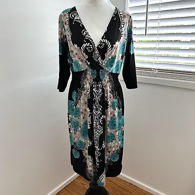 $24.95 • Buy LEONA EDMISTON Size 12 Women's Dress Half Sleeve Cross Over Front V Neckline New