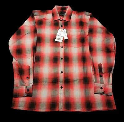 Triveni Black Red Gray Ombre Shirt Old School Og  Lowrider Chicano Biker Flannel • $37.95