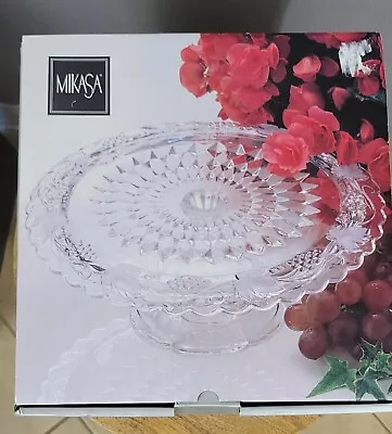 Mikasa Venito Footed Crystal Cake Plate Stand 12  Made In Japan New In Box • $40