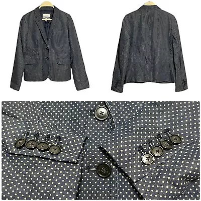 JCrew Schoolboy Women Suit Blazer Size 0 Polka Dot Blue Business Jacket Modern • $26.34