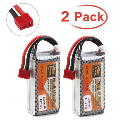 £38.94 • Buy 2x 11.1V 3S 1500mAh LiPo Battery 40C Deans T Plug For RC Car Airplane Helicopter