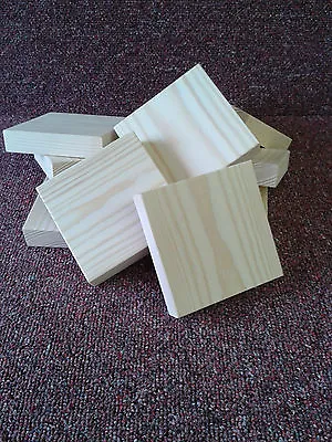 £10.20 • Buy  95mm SQ. PINE WOOD PLAQUES (20mm Thick) WOODEN BLOCKS BLANKS (pack 9)