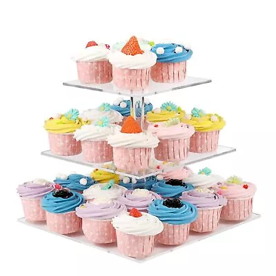 3 Tier Cupcake Stand Acrylic Cupcake Holder Tower Dessert Table Display Set C... • $27.44