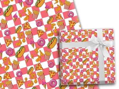 £3.99 • Buy Junk Food Red Gift Wrapping Paper Present Theme Pizza Party Fun Wrap Birthday