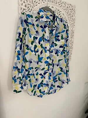 £29.99 • Buy Equipment Femme Long Sleeve Button Down Silk Floral Shirt Blouse Top Size Xs 