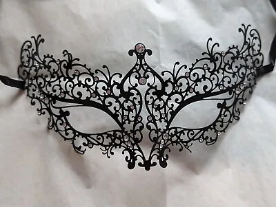 Masquerade Black Metal Mask  Party Halloween  Christmas Costume  • £7.50