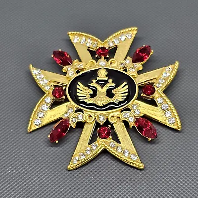 VTG 1995 Treasures The Czars Volunteer Enamel Jewel Maltese Cross Brooch Pin • $29.95