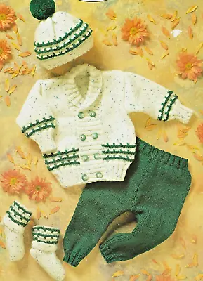 475 Premature & Baby Boy Girls Dk Outfit 12 To 20  Vint Knitting Pattern Copy • £3.49