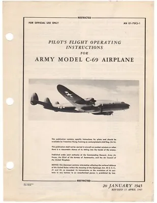 1945 Aaf C-69  Connie  Constellation Pilots Flight Manual Aircraft Handbook-cd • $24.99