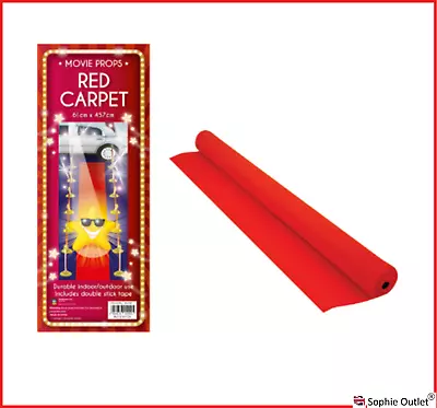 Red Carpet Roll 61x457cm Movie Prop Decoration Parties Durable Fabric H14120 • £8.43