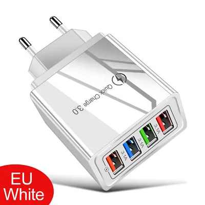 4 Multi-Port Fast Quick Charge USB Hub Mains Wall Charger UK Plug Adapter Phones • £3.82