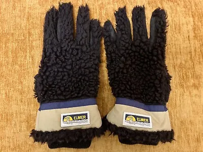 Elmer By Swany Wool Pile 5 Fingers EM353 Teddy Gloves In Black Size Large • $19.99