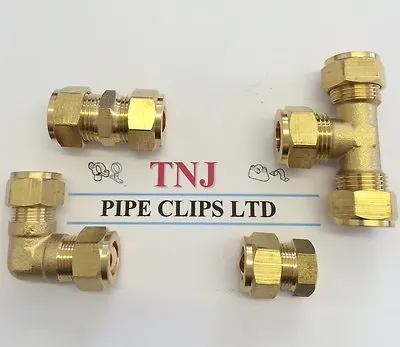 6mm- 28mm Brass Compression Fittings - Straight Elbow tee Plumbingcopper Pipe • £81.60