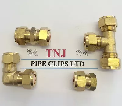 £3.40 • Buy Brass Compression Fitting Straight Elbow Tee Coupling 6, 8, 10, 12, 15, 22, 28mm