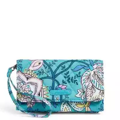 Vera Bradley RFID Smartphone Wristlet Peacock Garden NWT Wallet Blue • $25.64