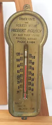 Vtg Wichita Kansas Heibert Agency 6 In Metal Advertising Thermometer Pre 1970s • $19.99