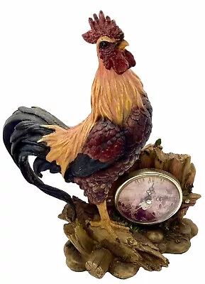 DWK 11” Rooster Mantle Desk Clock Tested WORKS! Bird Chicken Figural Animal • $29.99