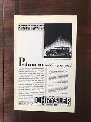 1930 Vintage Original Print Ad Chrysler “77” Royal Sedan Only $1695 • $10.99