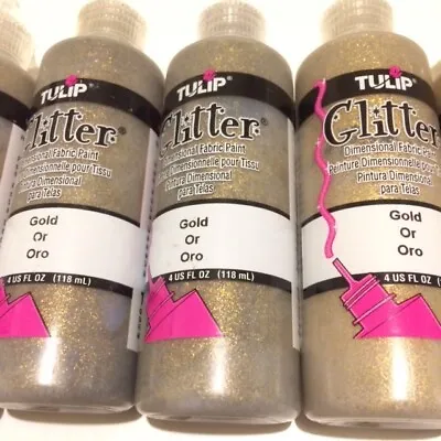 Tulip Fabric Paint 5 X New 4 Fl.oz Bottle Crafts Art Materials GLITTER GOLD • £15