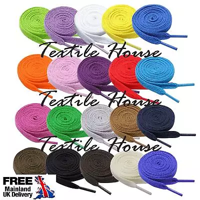 Shoe Laces Flat Coloured Shoelaces Trainers Boot Football Running Hiking Quality • £2.39