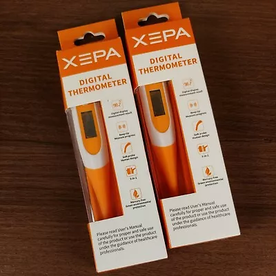 Xepa Digital Thermometer (Lot Of 2) Orange/White Brand New Mercury Free • $9.99