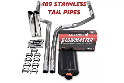 96-99 Chevy GMC 1500 Stainless 2.5  Dual Exhaust Flowmaster Super 40 Clamp Tips • $391.38