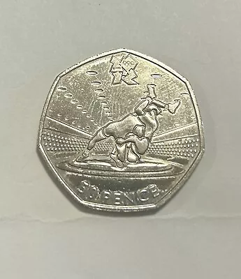London Olympics 2012 Wrestling Fifty 50p Coin Minted 2011 Circulated Rare • £6