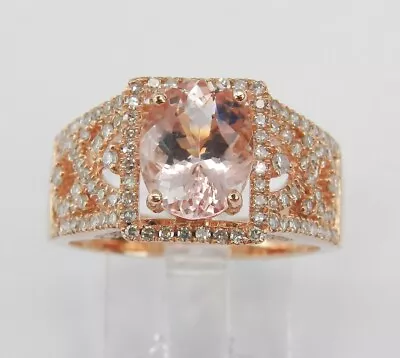 3Ct Oval Lab-Created Morganite Engagement Band Ring 14K Rose Gold Plated Silver • $119.99